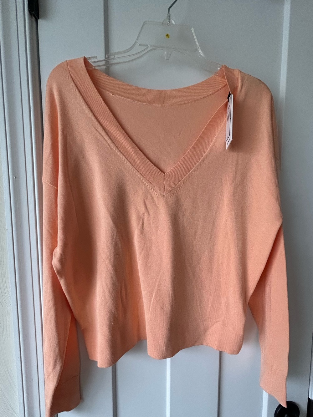 S Express Peach V-Neck Long Sleeve Sweatshirt